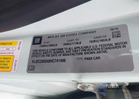 2017 Chevrolet Spark 1Lt Cvt from USA, damaged, VIN KL8CD6SA9HC741499